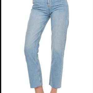 Top Shop Light Wash Straight Leg Jean, Raw Hem, 26